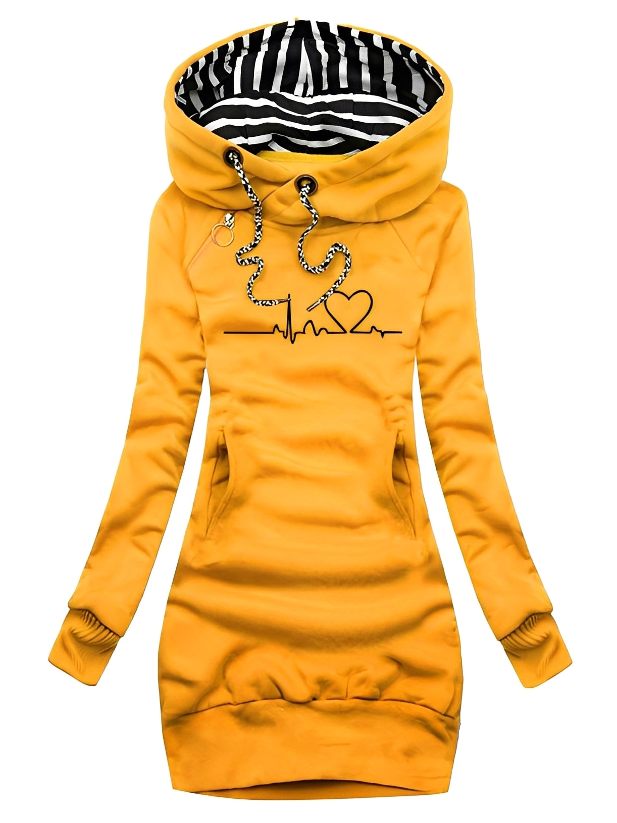 Roxanne - Abito in maglia casual stampata con cappuccio per le donne 