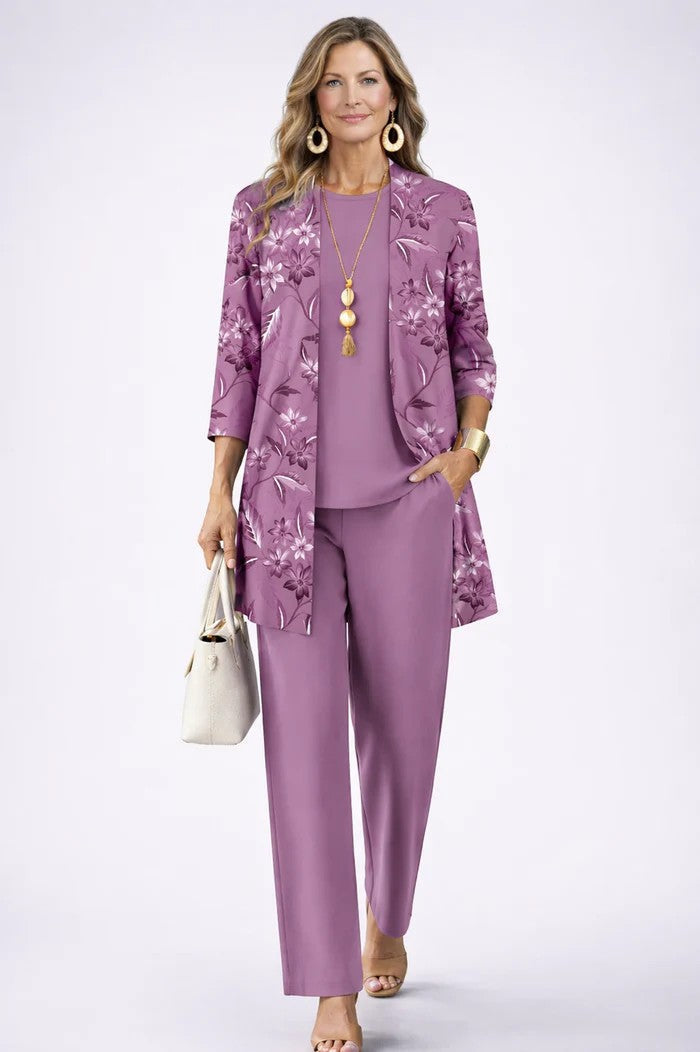 Carmen™ | Completo 3 Pezzi Elegante con Cardigan Lungo e Pantaloni