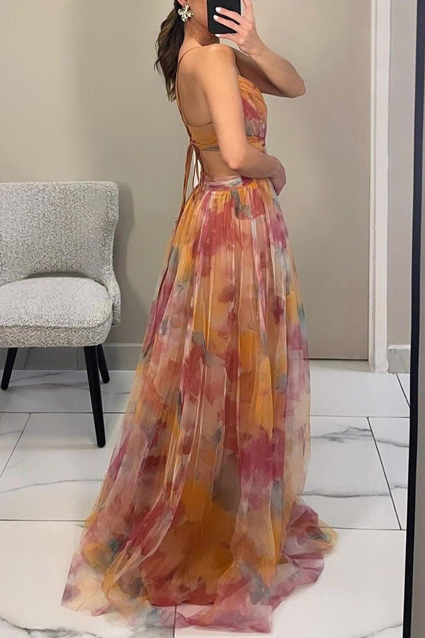Eléna – Abito Lungo in Tulle Floreale | Invitata Matrimonio