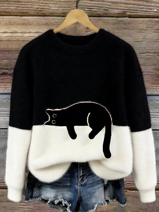 Luna | Felpa Donna con Grafica di Gatto