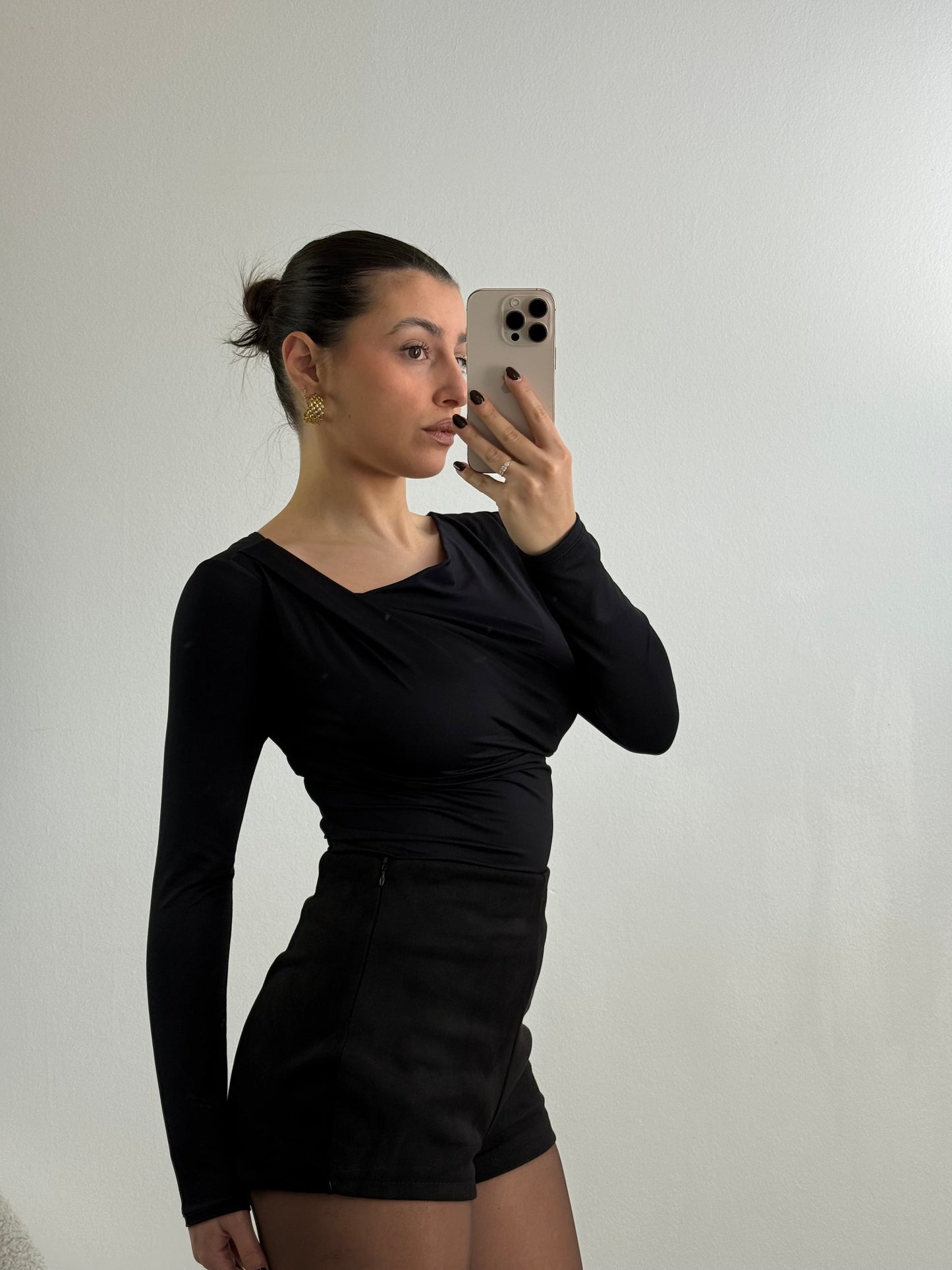 Culotte in pelle scamosciata nera