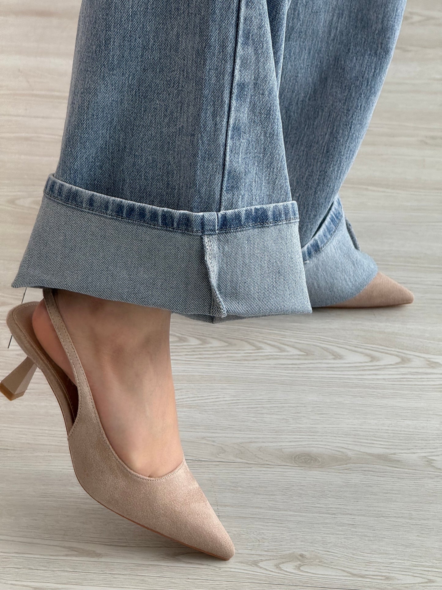 Slingback in pelle scamosciata