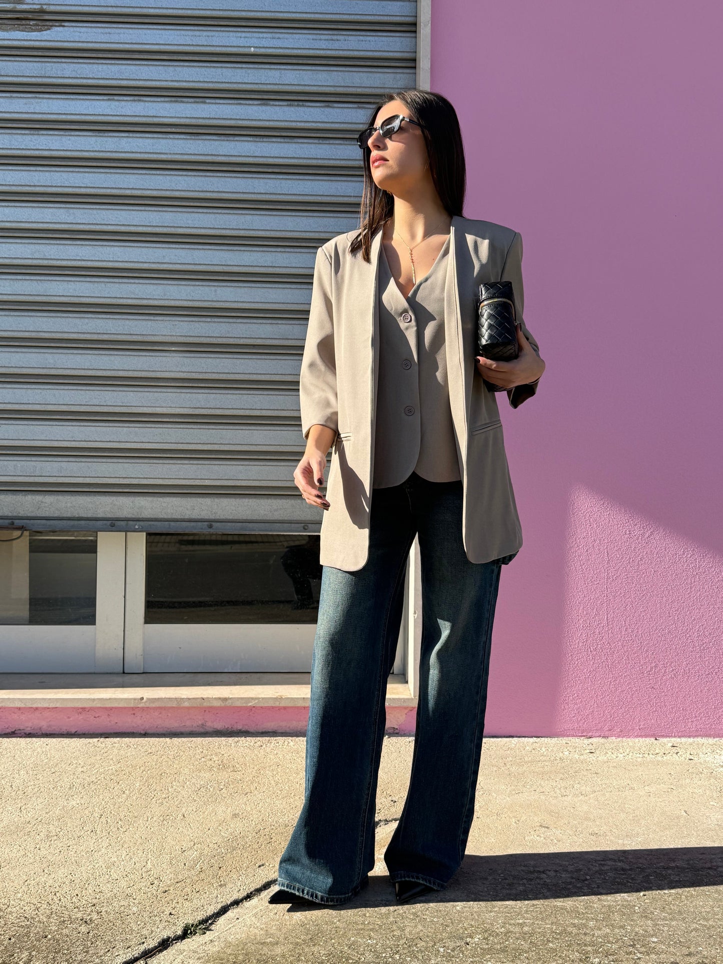Blazer 3/4 con finto gilet