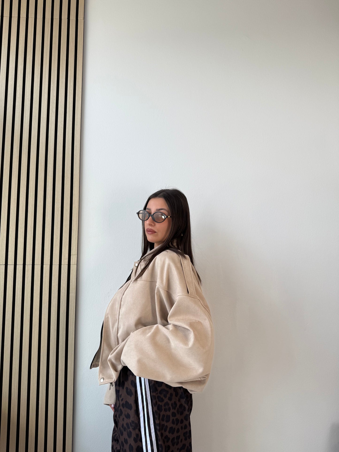 Bomber in pelle scamosciata TREND beige