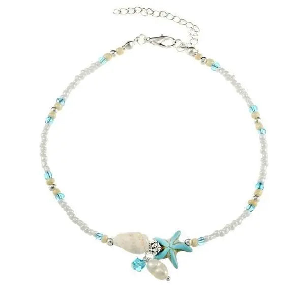 Anklet with stars and shells and natural stones