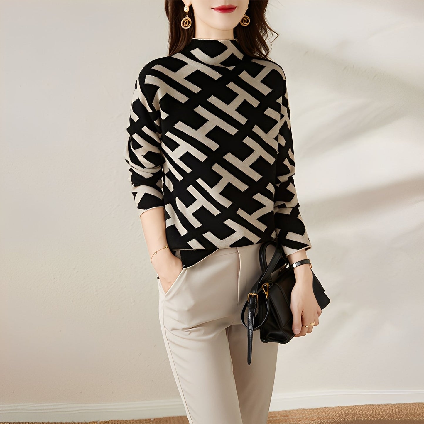 Eleanor - Maglia a maniche lunghe con stampa elegante per donne