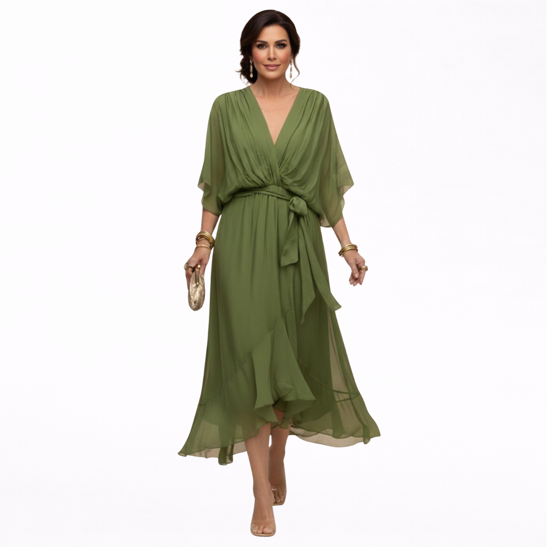 Monica | Abito in chiffon con scollo a V