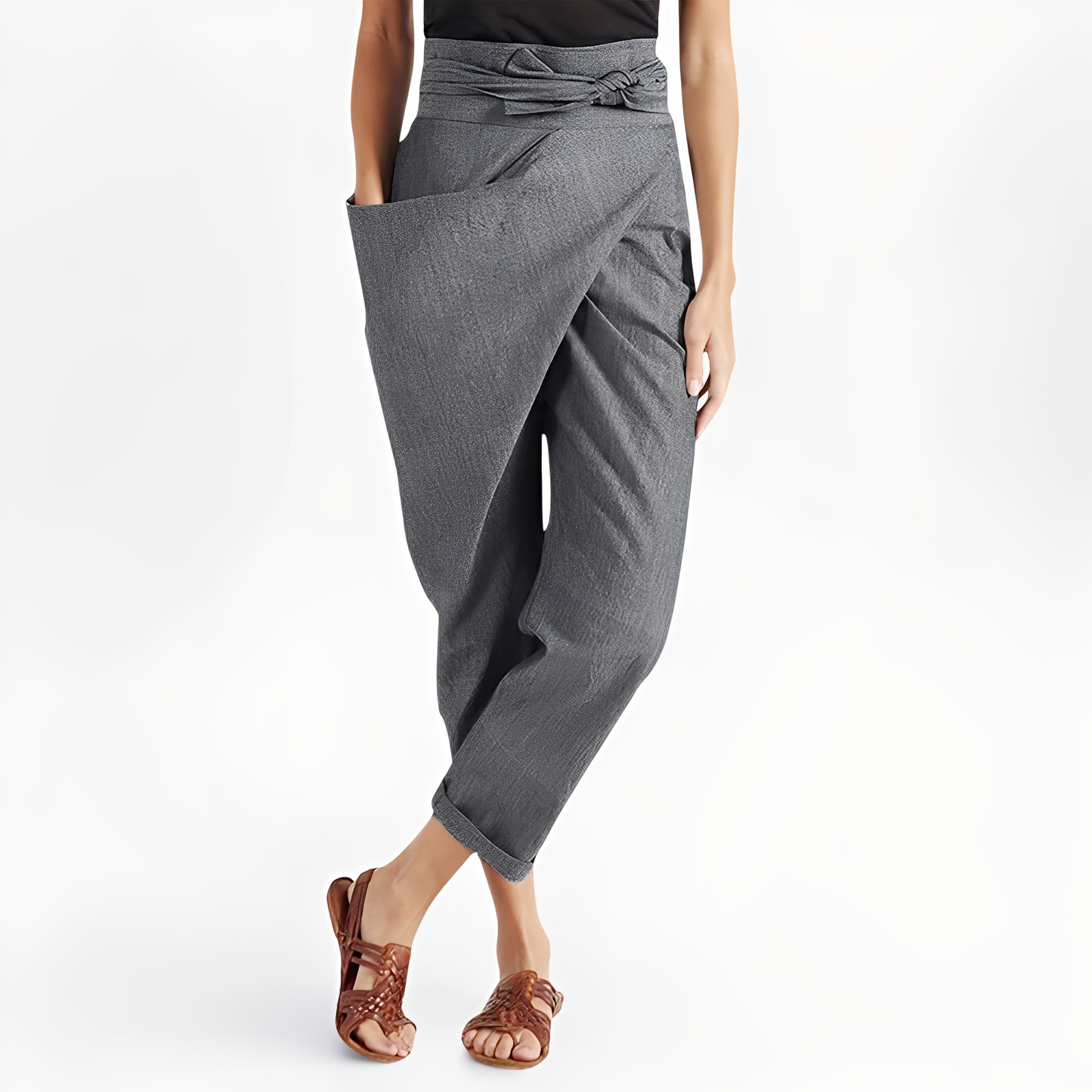 Courteney - Pantaloni harem casual a vita alta per donne 