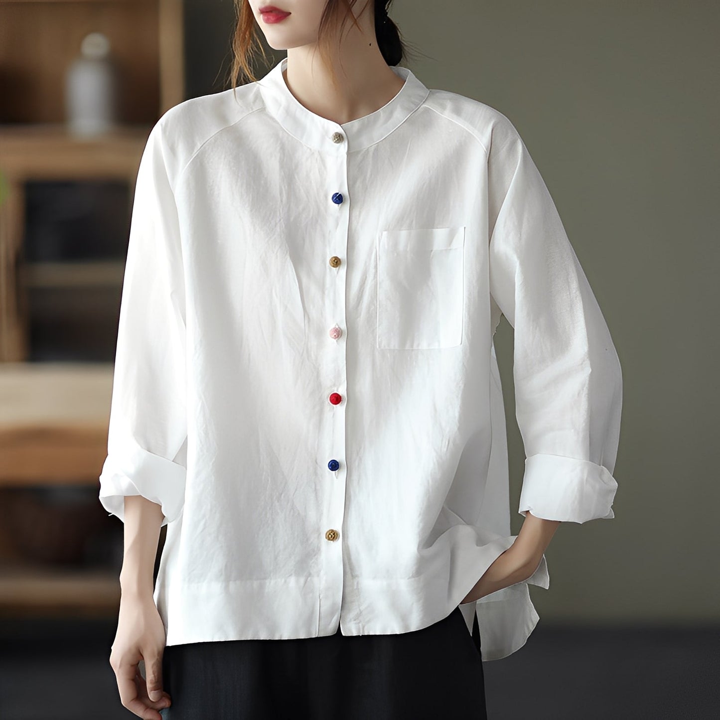 Helen - Camicetta a maniche lunghe con tasche per donne 