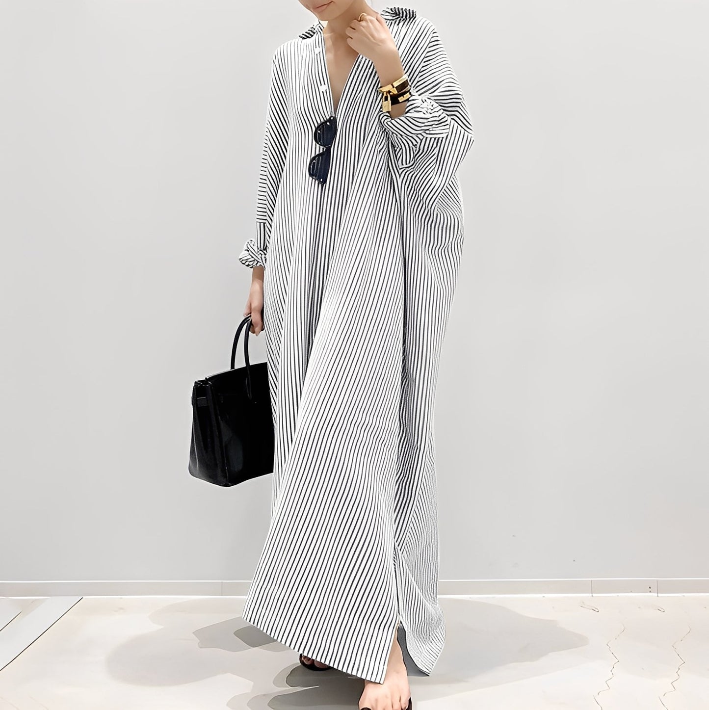 Davida - Abito camicia a righe casual per donne 
