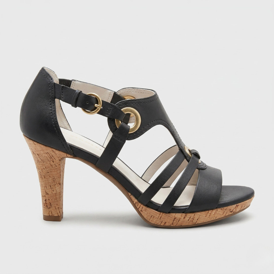 Carla™ | Sandali con Tacco in Sughero e Cinturini in Pelle