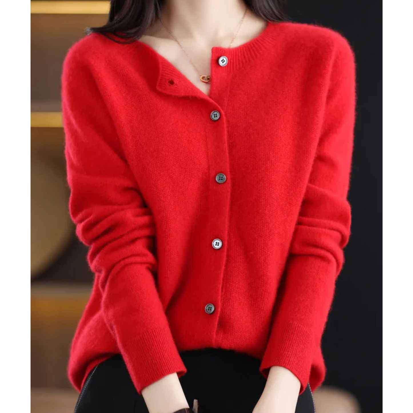 Mariví - Elegante cardigan Collo O in lana