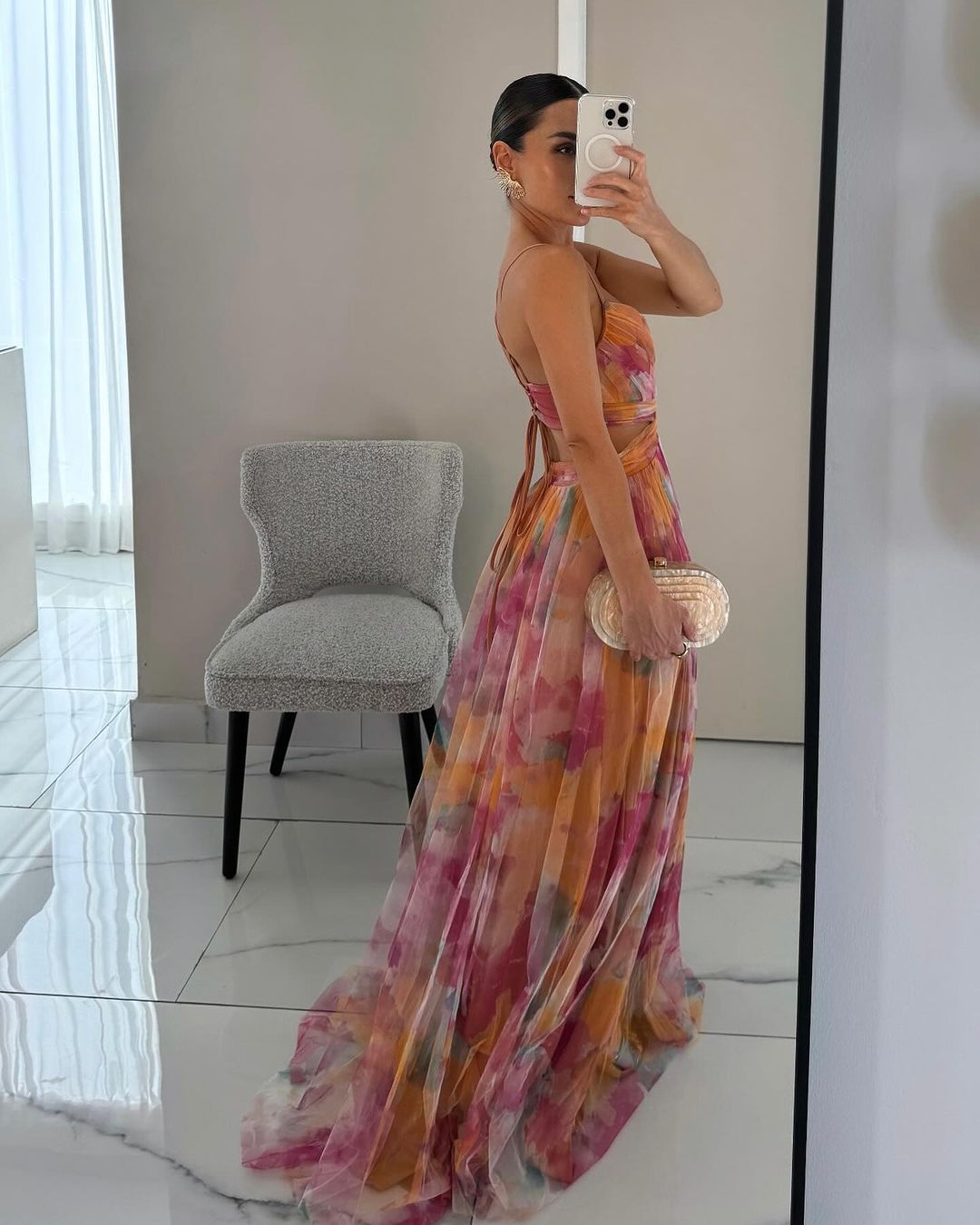 Eléna – Abito Lungo in Tulle Floreale | Invitata Matrimonio
