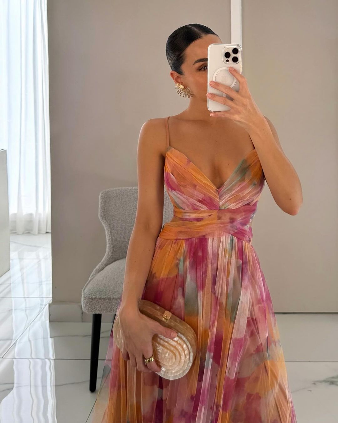 Eléna – Abito Lungo in Tulle Floreale | Invitata Matrimonio