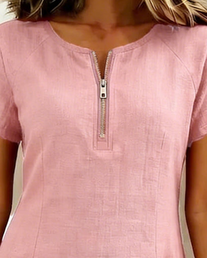 Fiorenza™ | Abito in Cotone con Zip Decorativa e Tasche