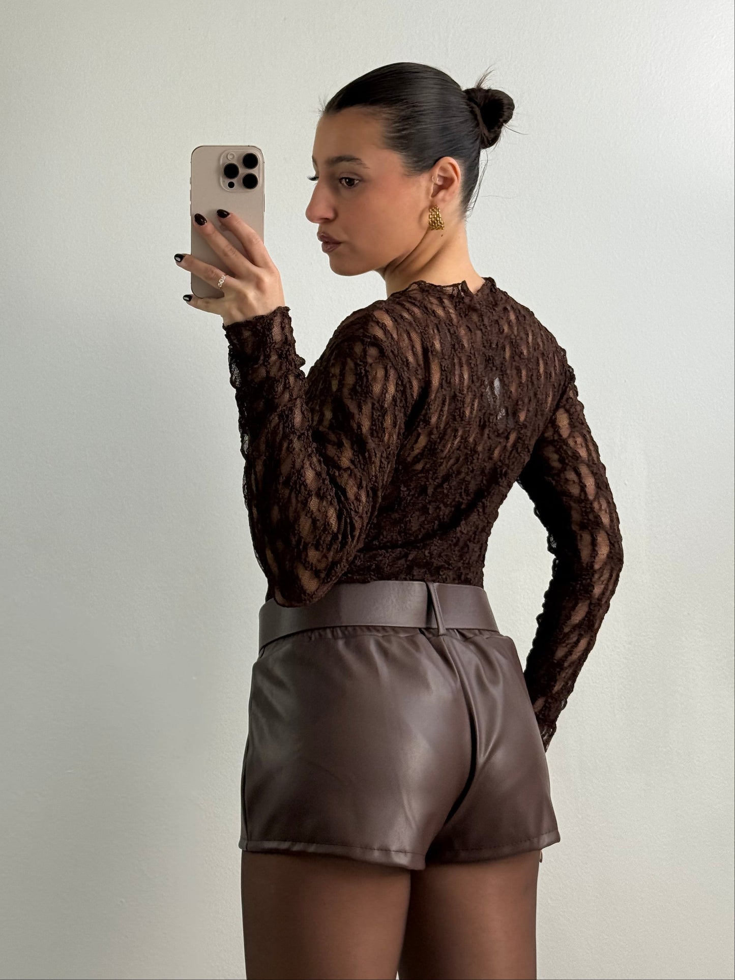 Culotte in ecopelle con cintura