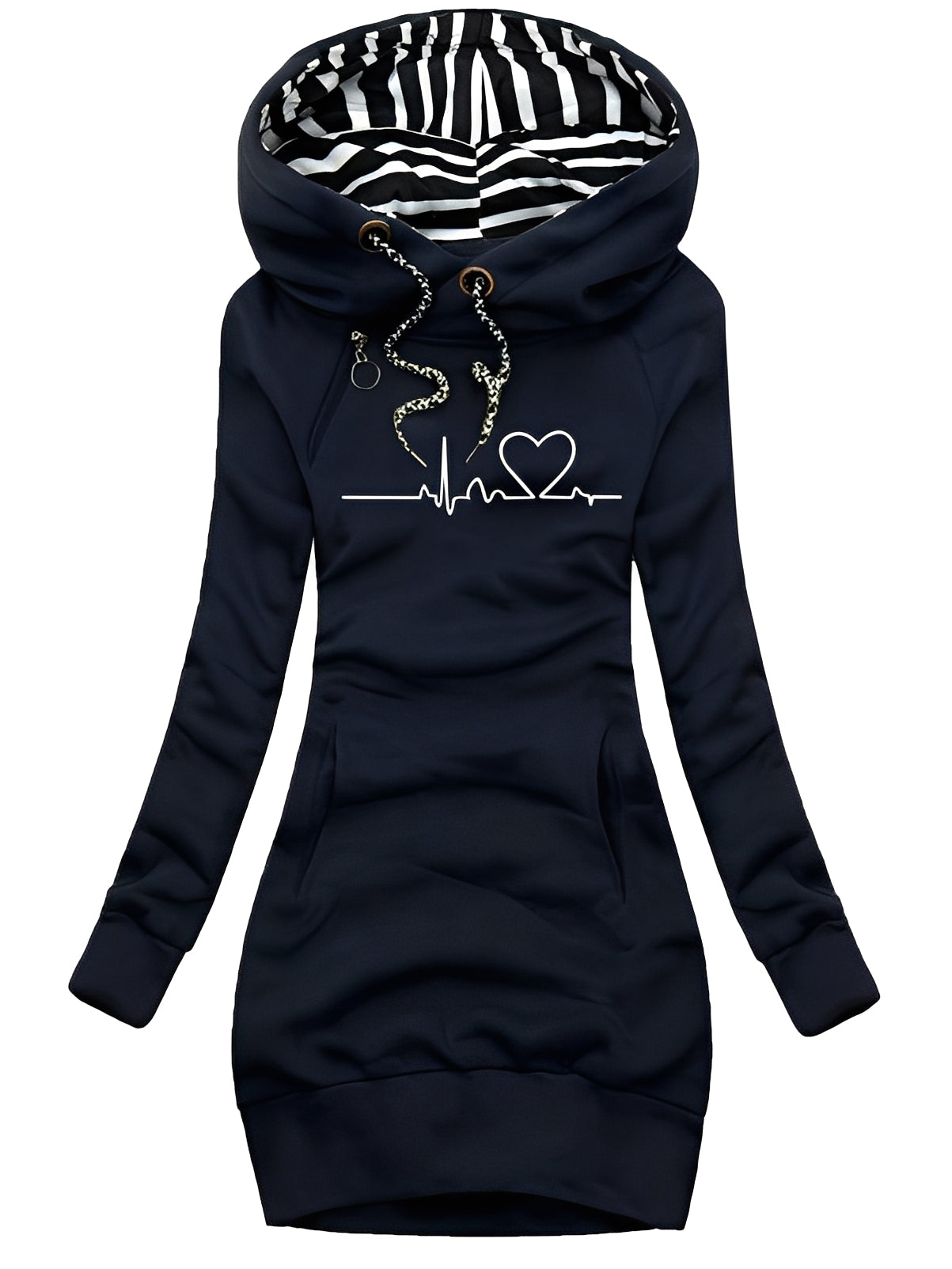 Roxanne - Abito in maglia casual stampata con cappuccio per le donne 