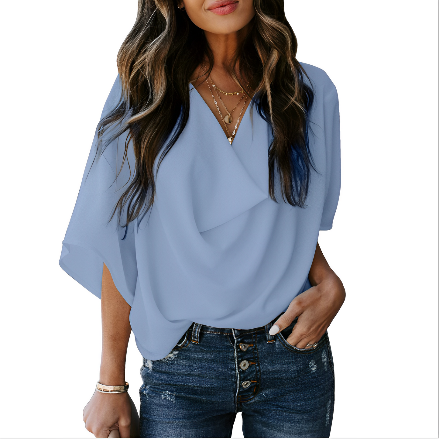 Nicholas - Blusa ampia con scollo a V per donne 
