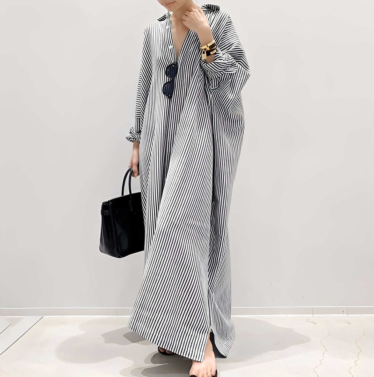 Davida - Abito camicia a righe casual per donne 