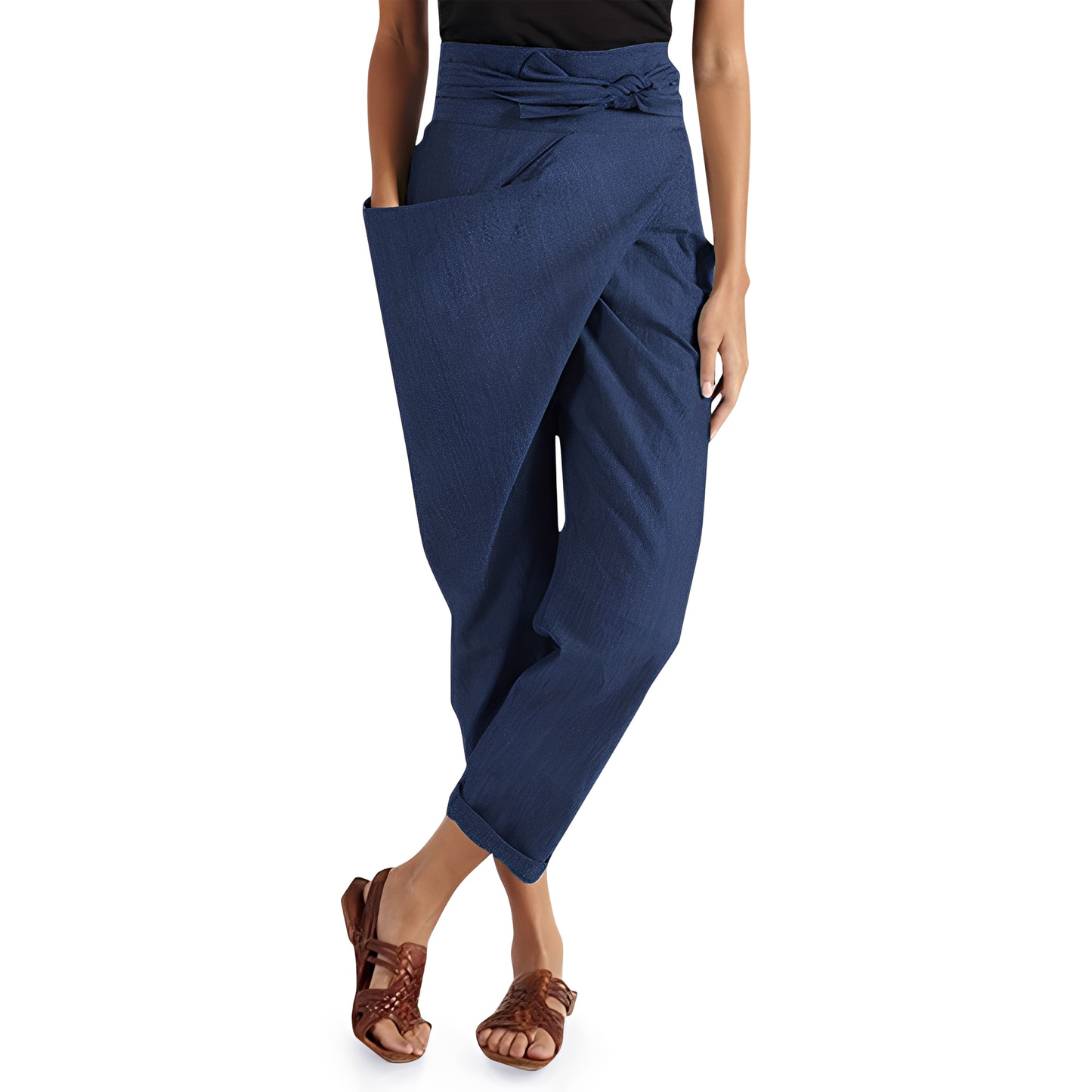 Courteney - Pantaloni harem casual a vita alta per donne 