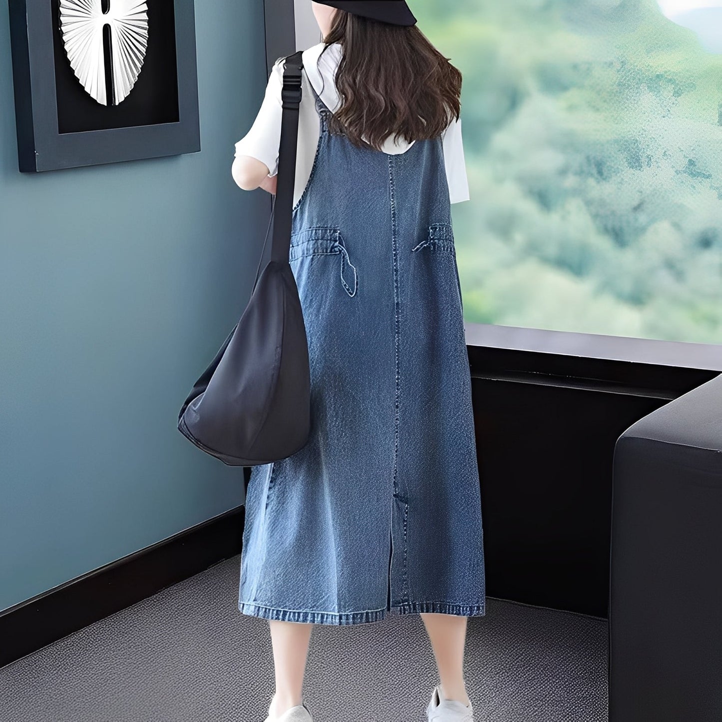 Kelsey - Abito di jeans casual con tasche per donne 