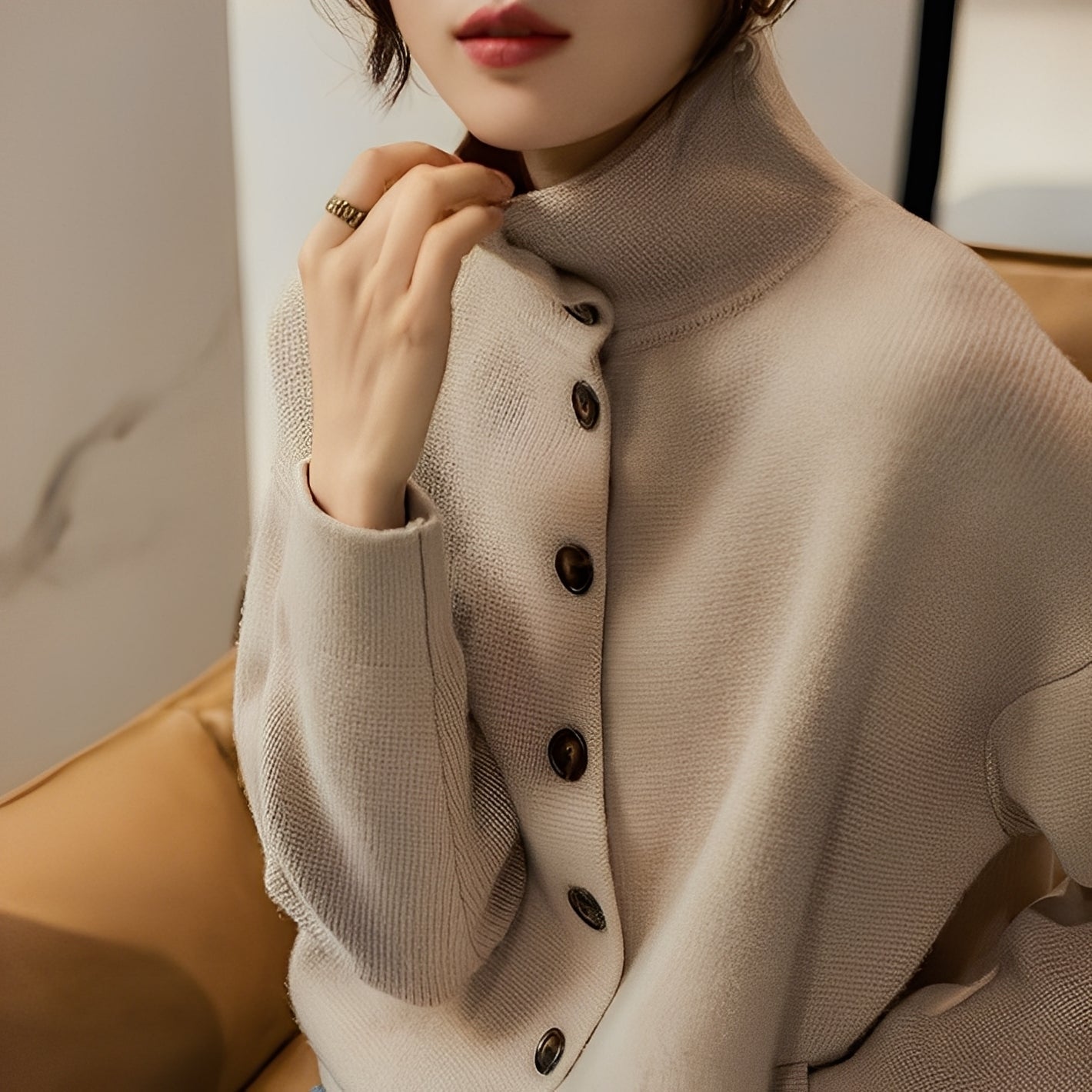 Evelynn - Maglia elegante a maglia con collo alto per le donne 