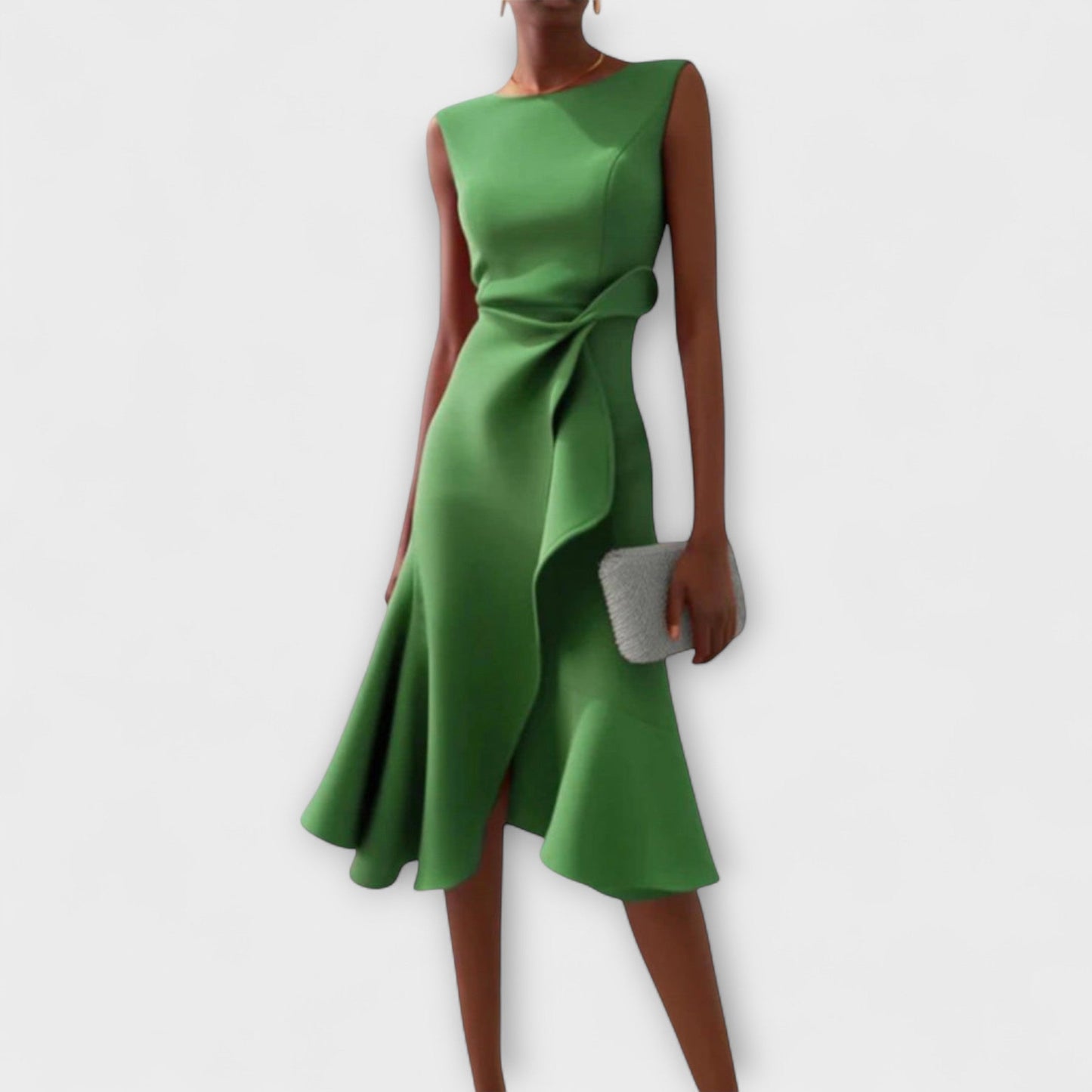 Juliette Abito Midi Drappeggiato con Volant – Abito Asimmetrico da Cocktail e Cerimonia