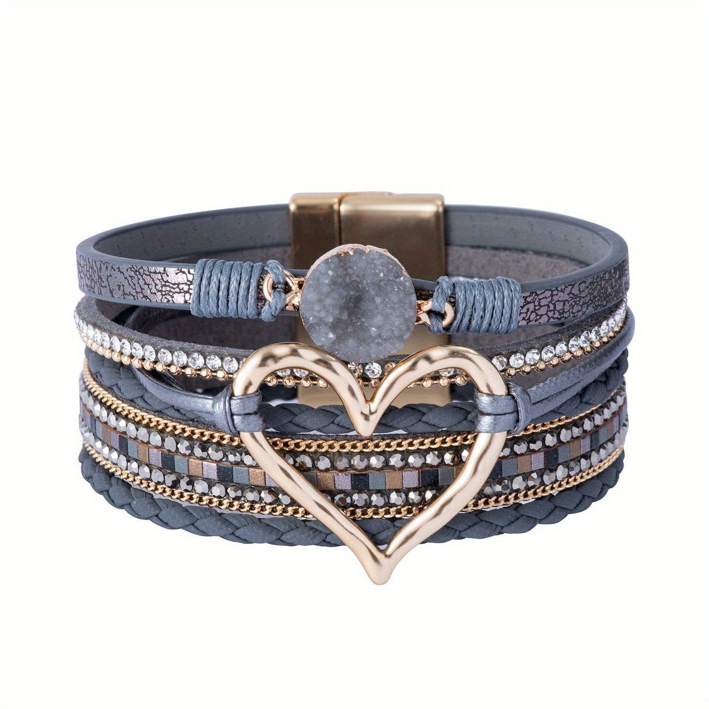 Bracciale in pelle multistrato stile Boho