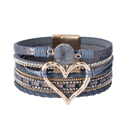 Bracciale in pelle multistrato stile Boho