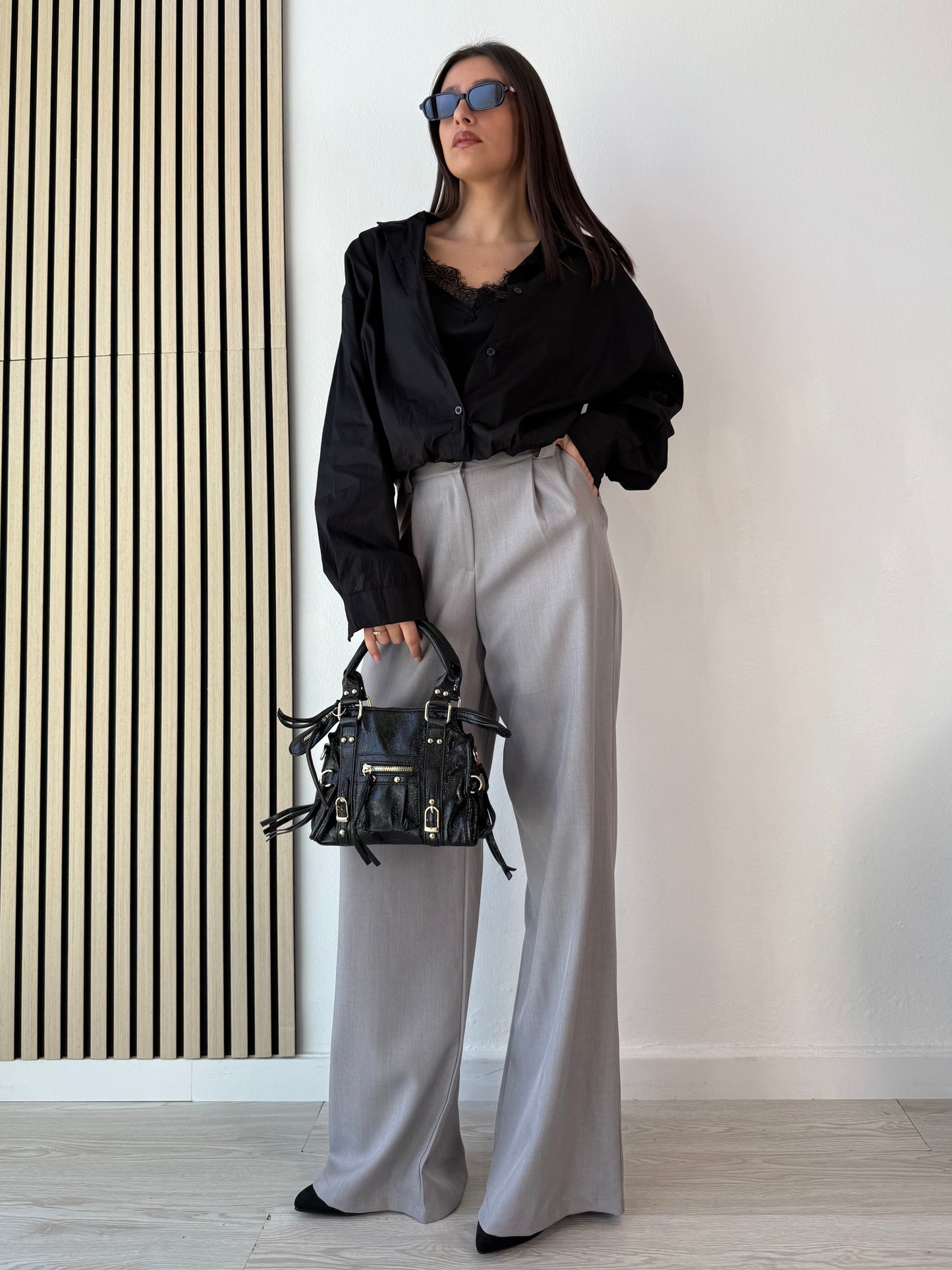 Palazzo trousers with pleats