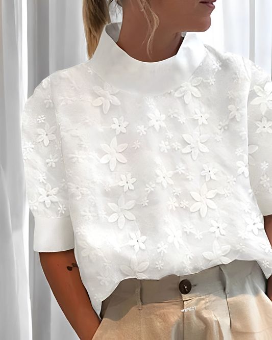 Julia - Elegante camicia ricamata con colletto alto per donne 