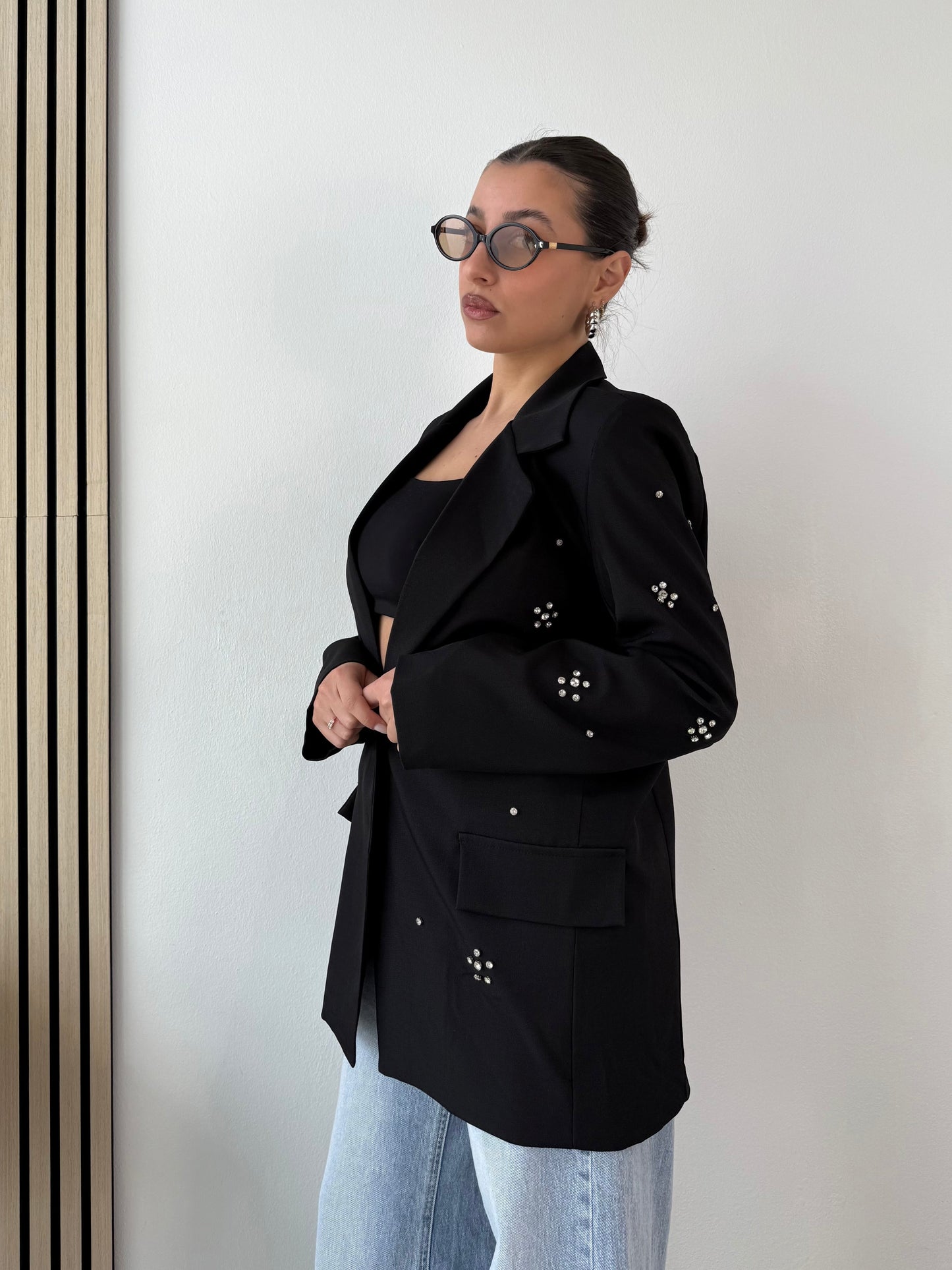 Rhinestone embellished blazer