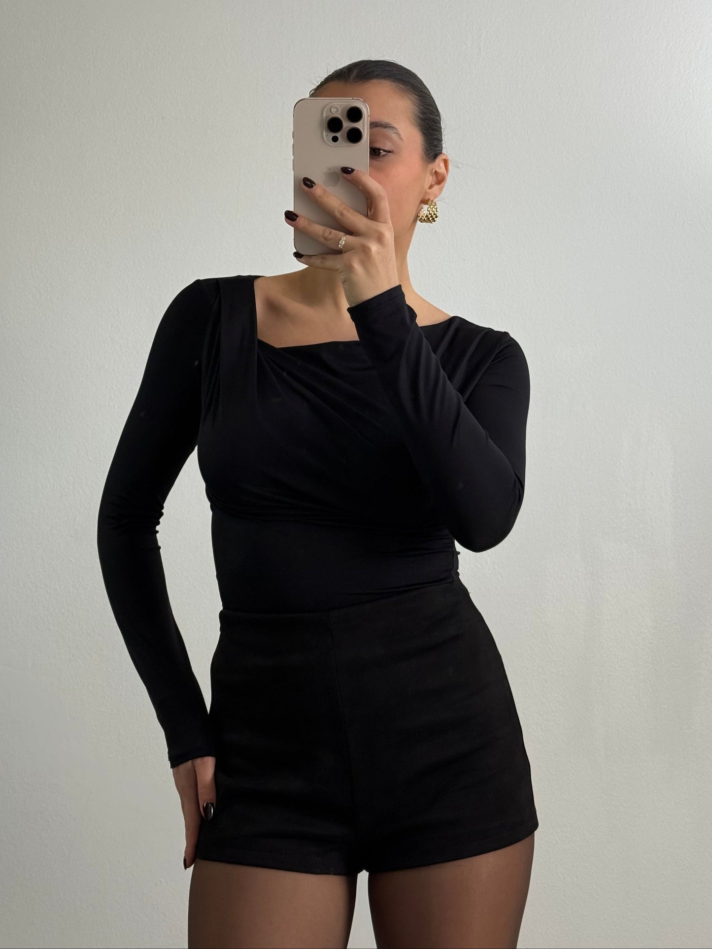 Culotte in pelle scamosciata nera