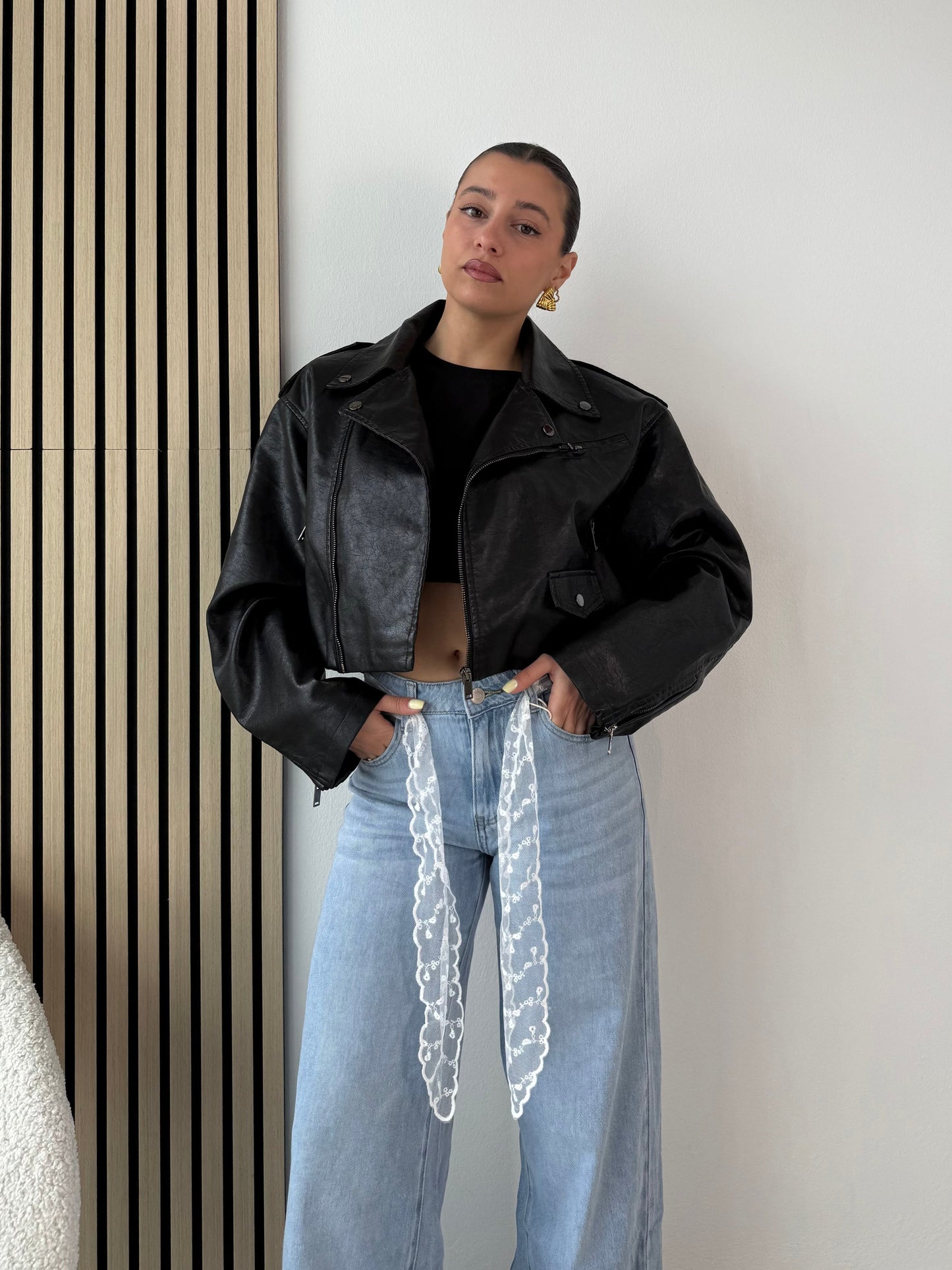 Chiodo in ecopelle a bomber