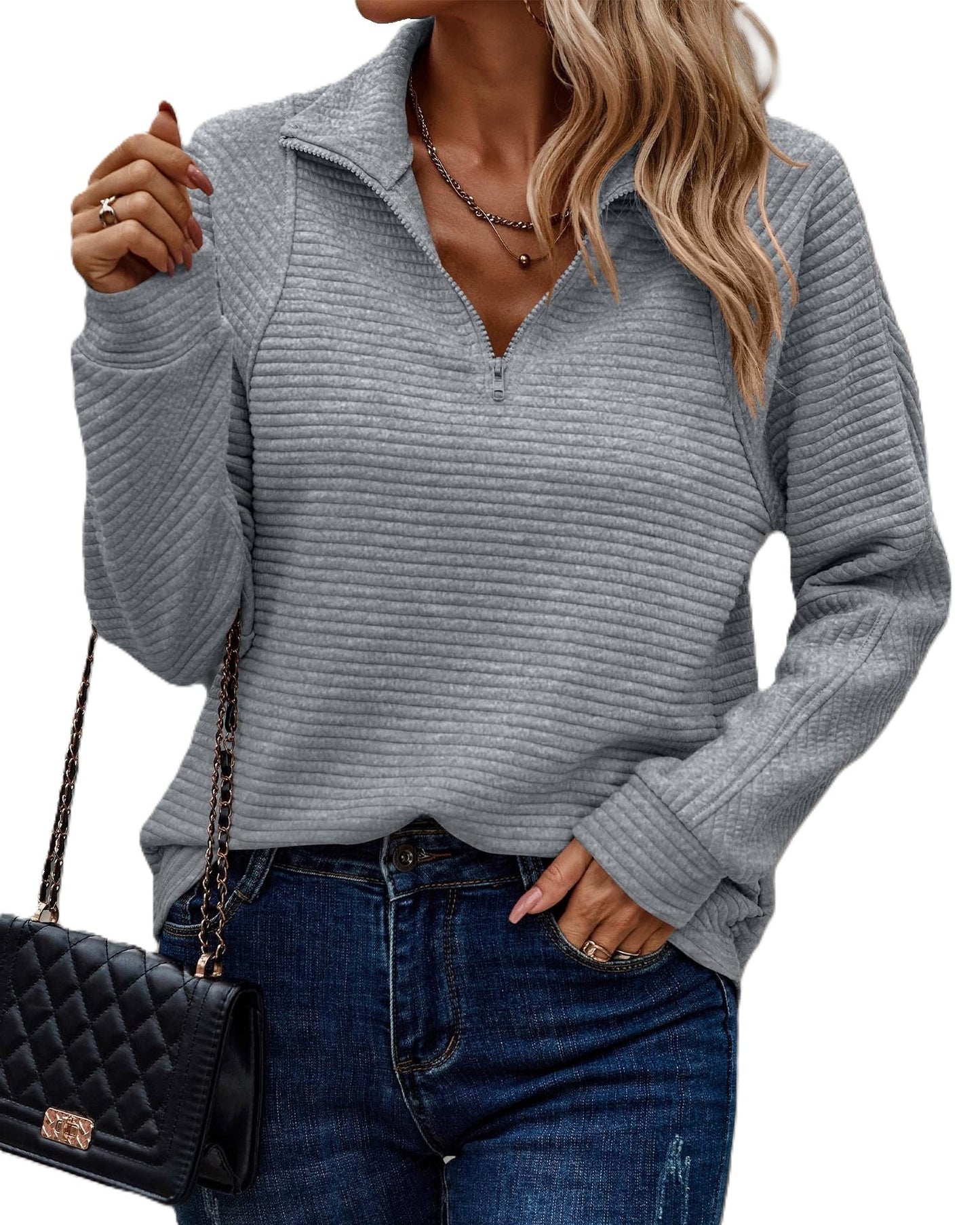 Zinnia - Maglione a coste con zip per donne