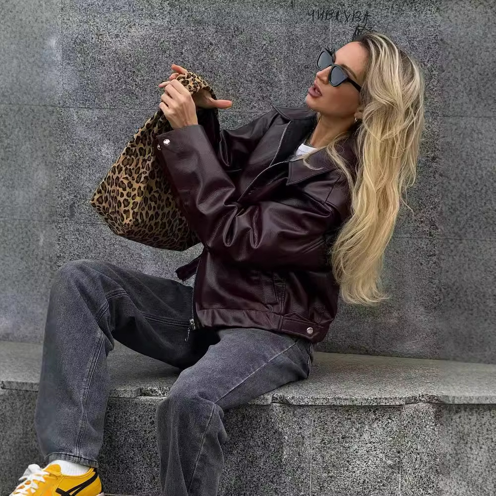 Kirsten - Giacca con zip in similpelle