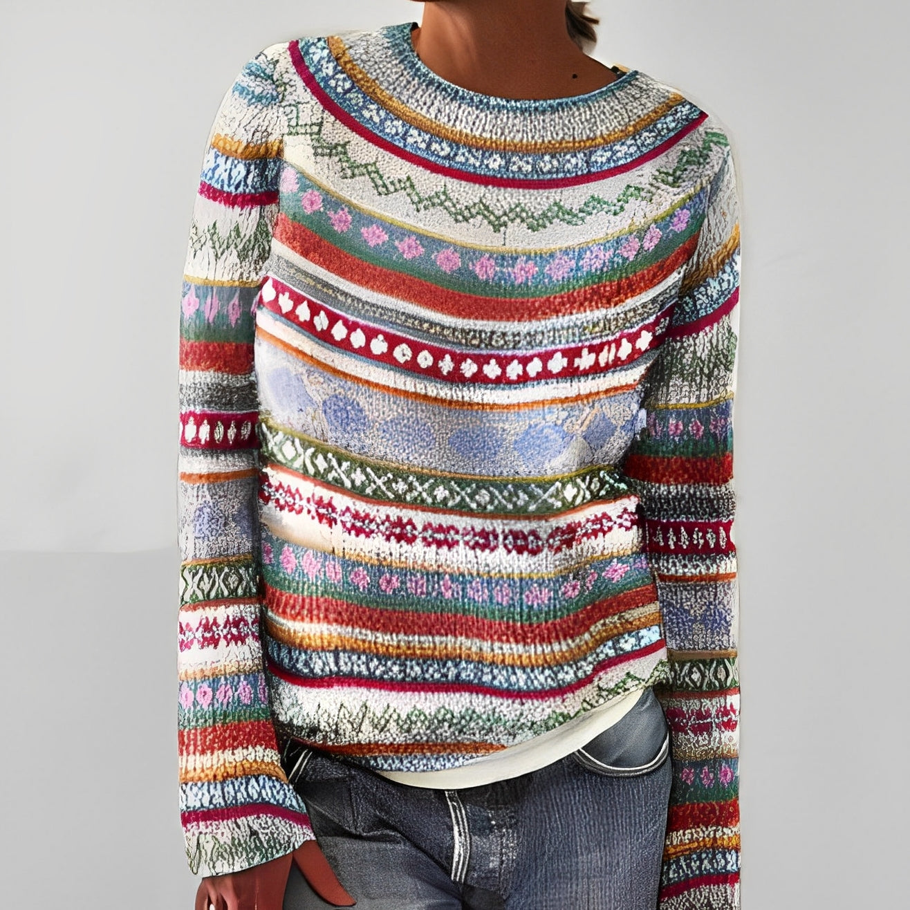 Heather - Classico Maglione a Maglia con Motivo per Donne 