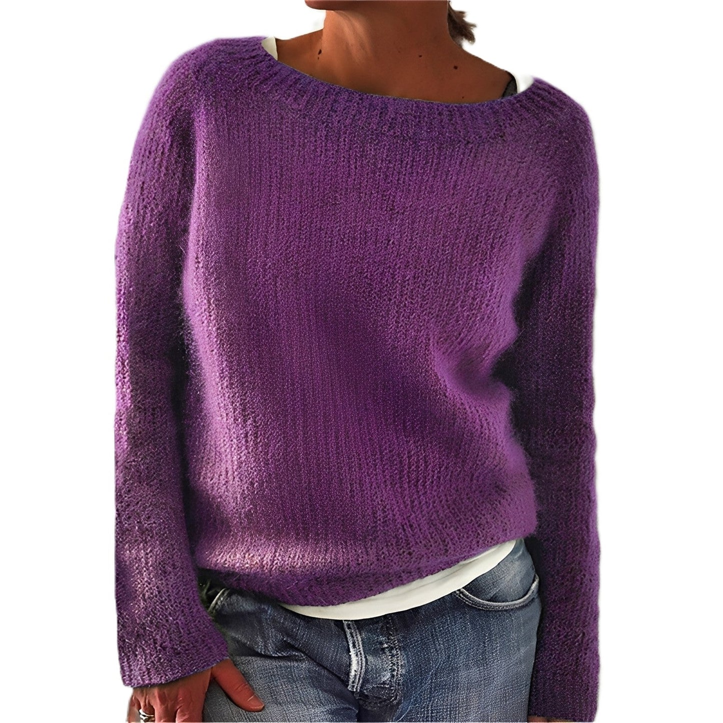 Angelia - Maglia casuale e calda in morbida maglia per donne