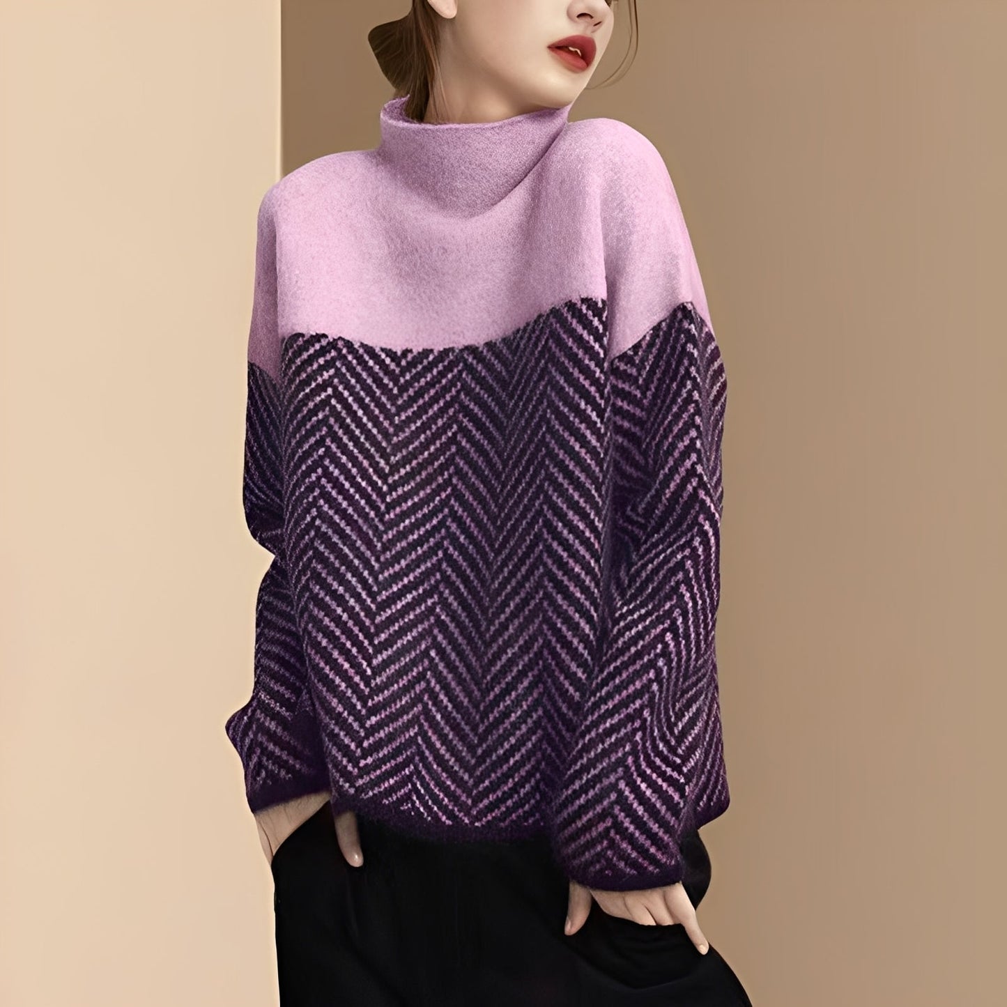 Antonia - Elegante maglia a maglia patchwork per donne