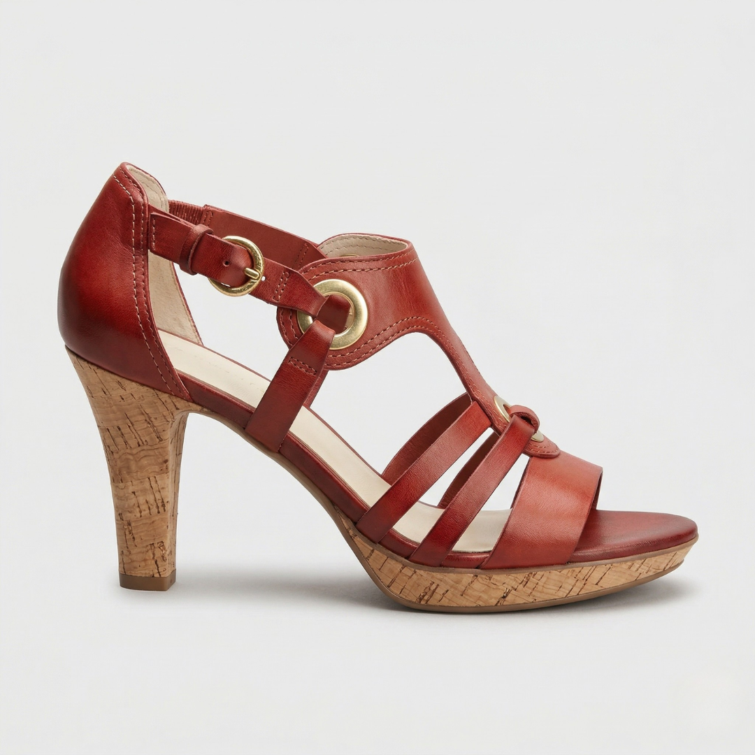Carla™ | Sandali con Tacco in Sughero e Cinturini in Pelle