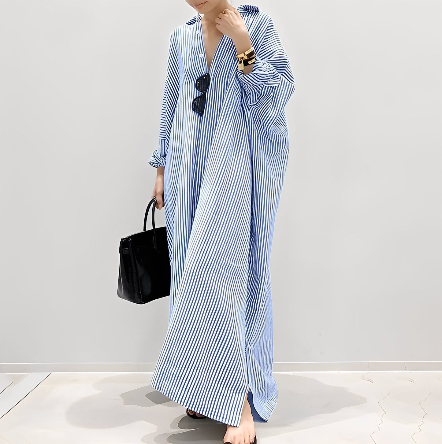 Davida - Abito camicia a righe casual per donne 