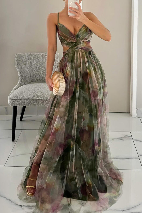 Eléna – Abito Lungo in Tulle Floreale | Invitata Matrimonio