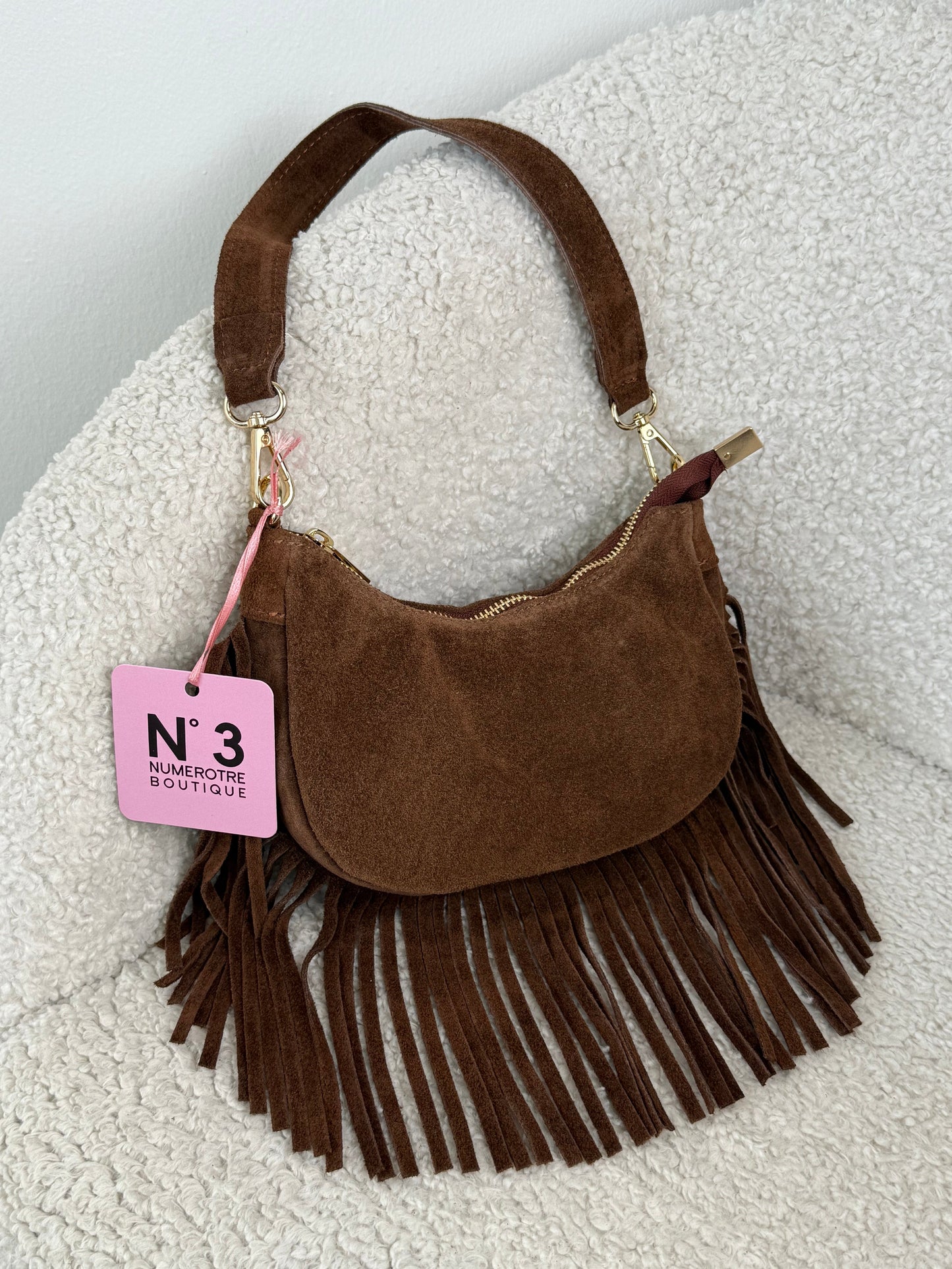Borsa con frange TREND in vera pelle