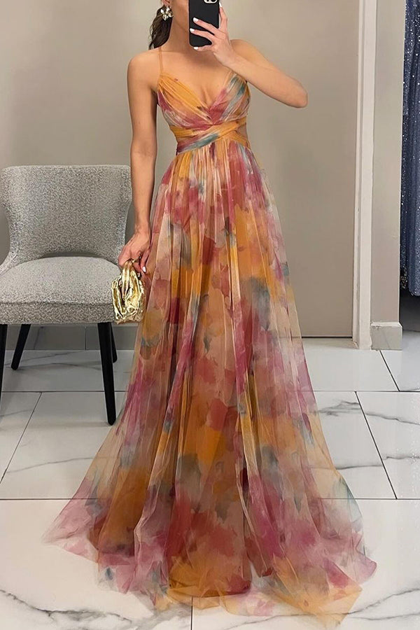 Eléna – Abito Lungo in Tulle Floreale | Invitata Matrimonio