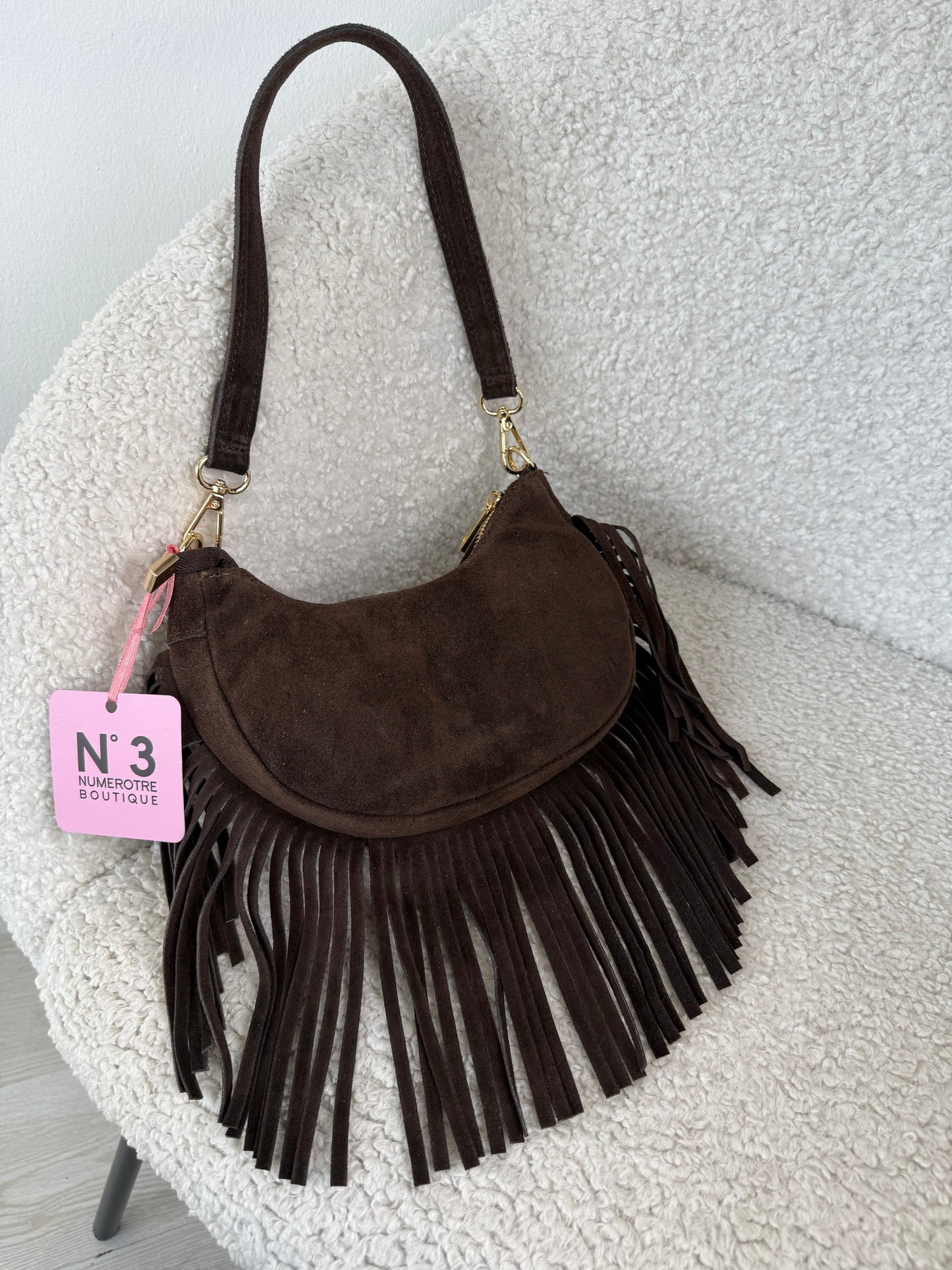 Borsa con frange TREND in vera pelle