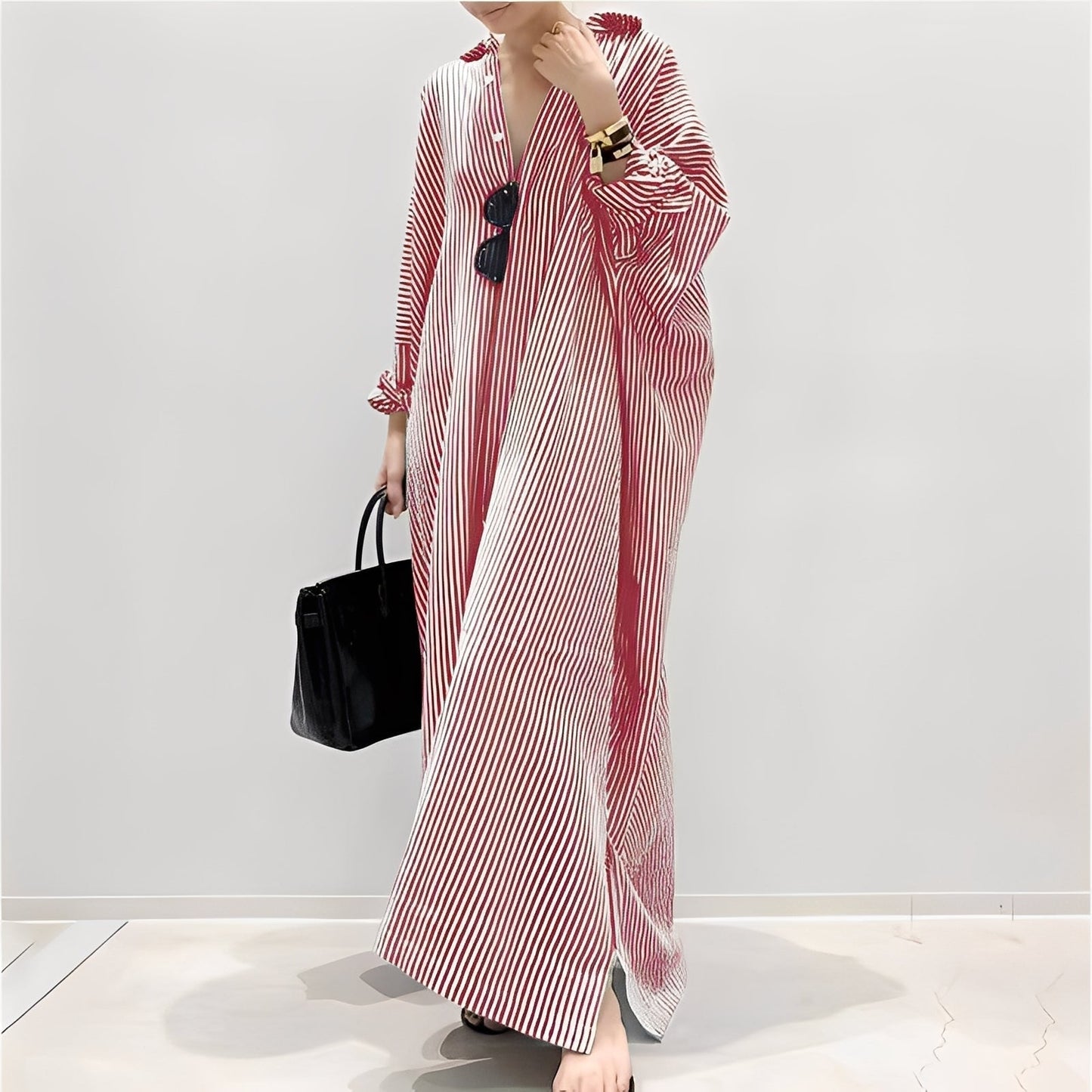 Davida - Abito camicia a righe casual per donne 