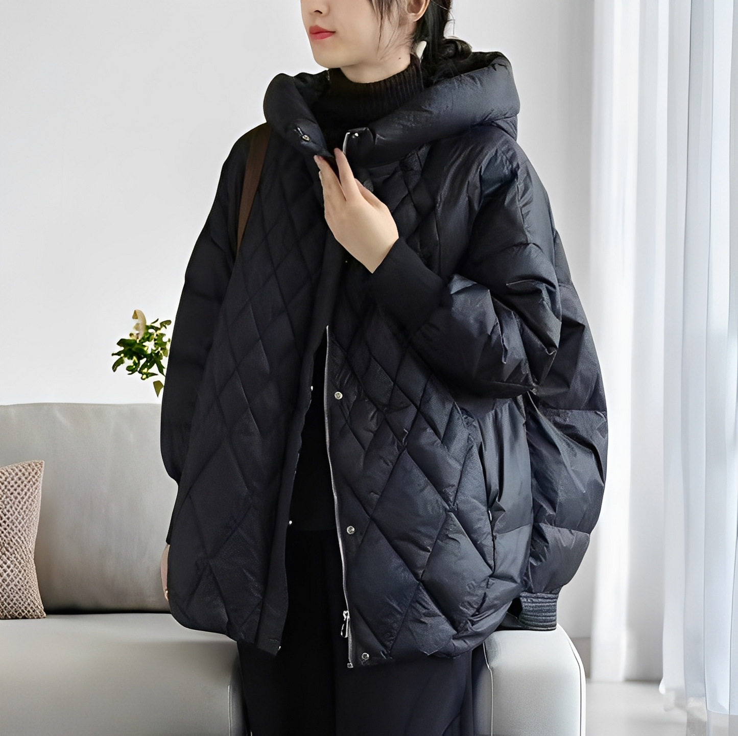 Abigail - Cappotto invernale casual in piuma con cerniera per donne