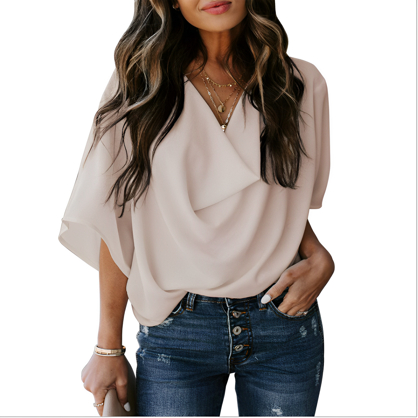 Nicholas - Blusa ampia con scollo a V per donne 