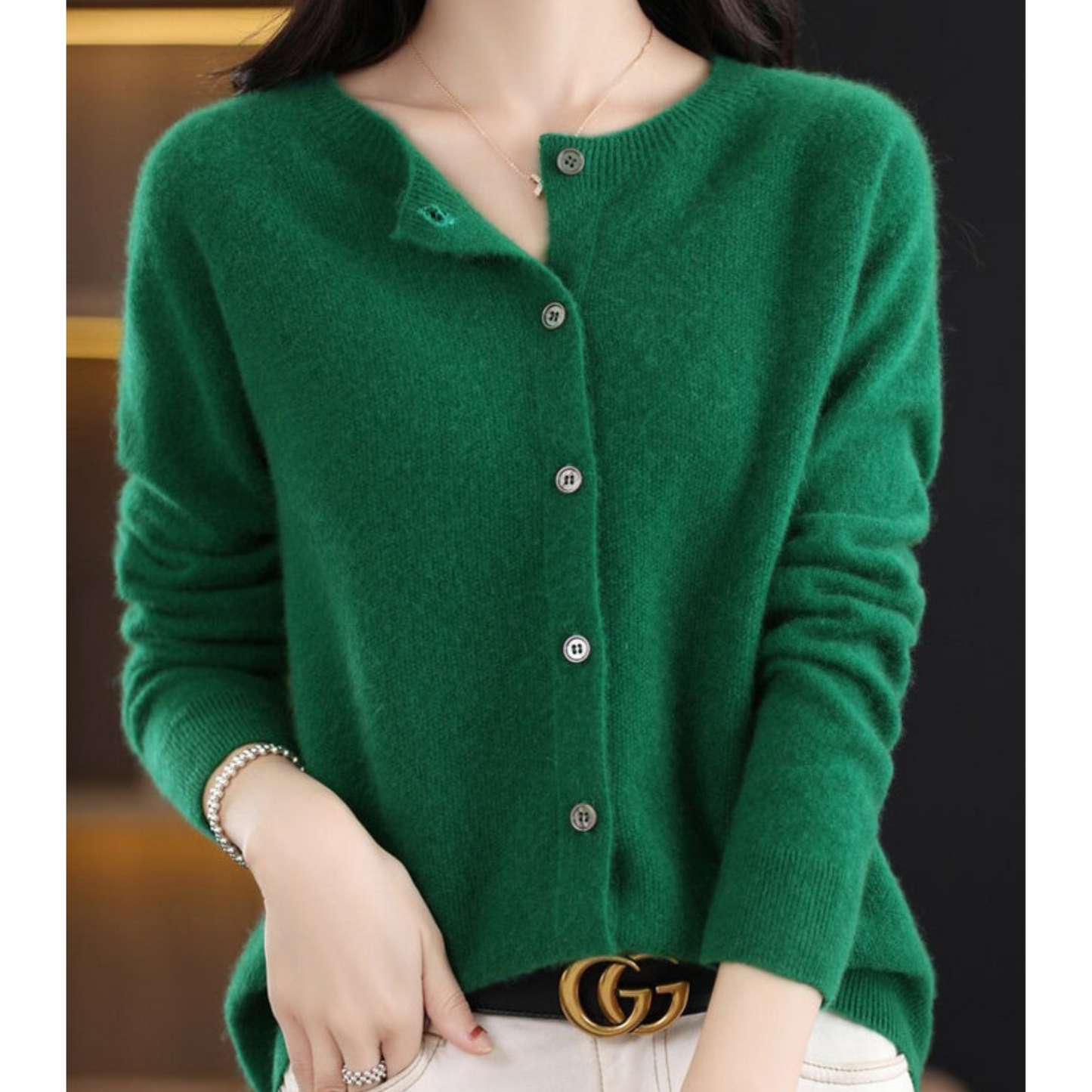Mariví - Elegante cardigan Collo O in lana