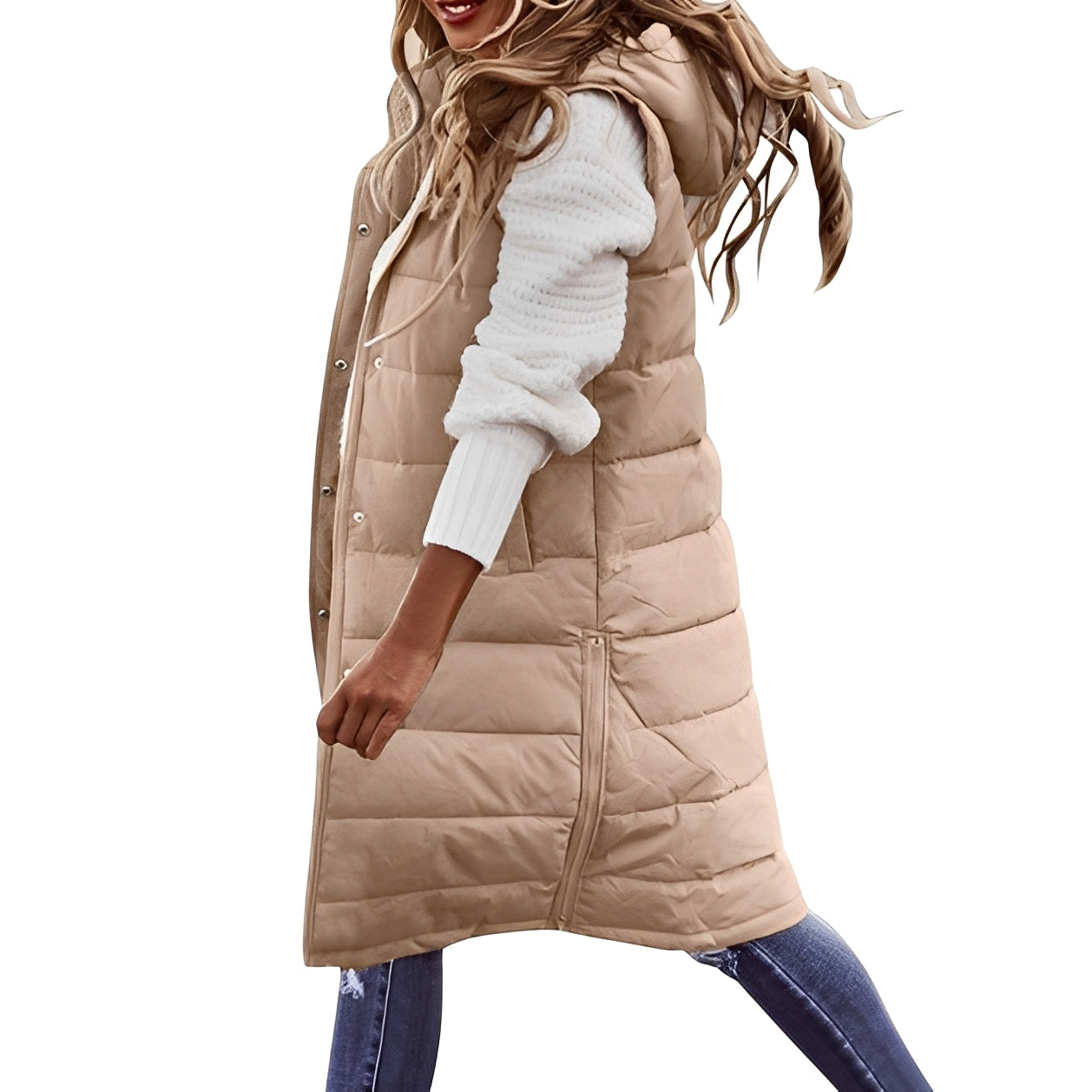 Brenna - Elegante giacca lunga in piuma per donne